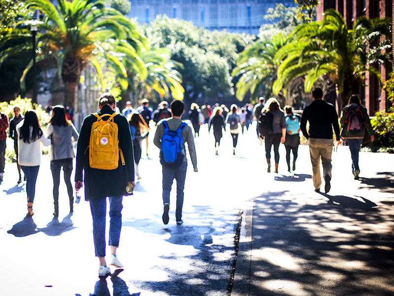 Students walking on McAlister Place