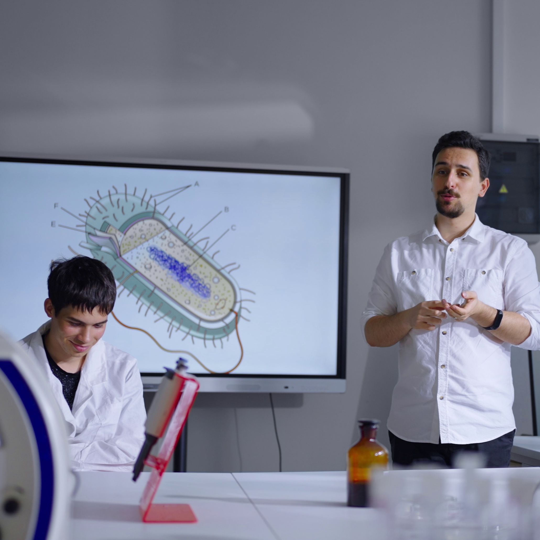 teens-pupils-listening-to-biology-teacher-speaking-about-cell-structure