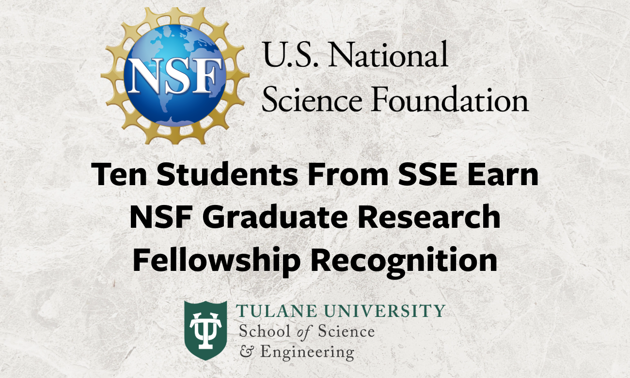 U.S. National Science Foundation logo and text about SSE students earning fellowships.