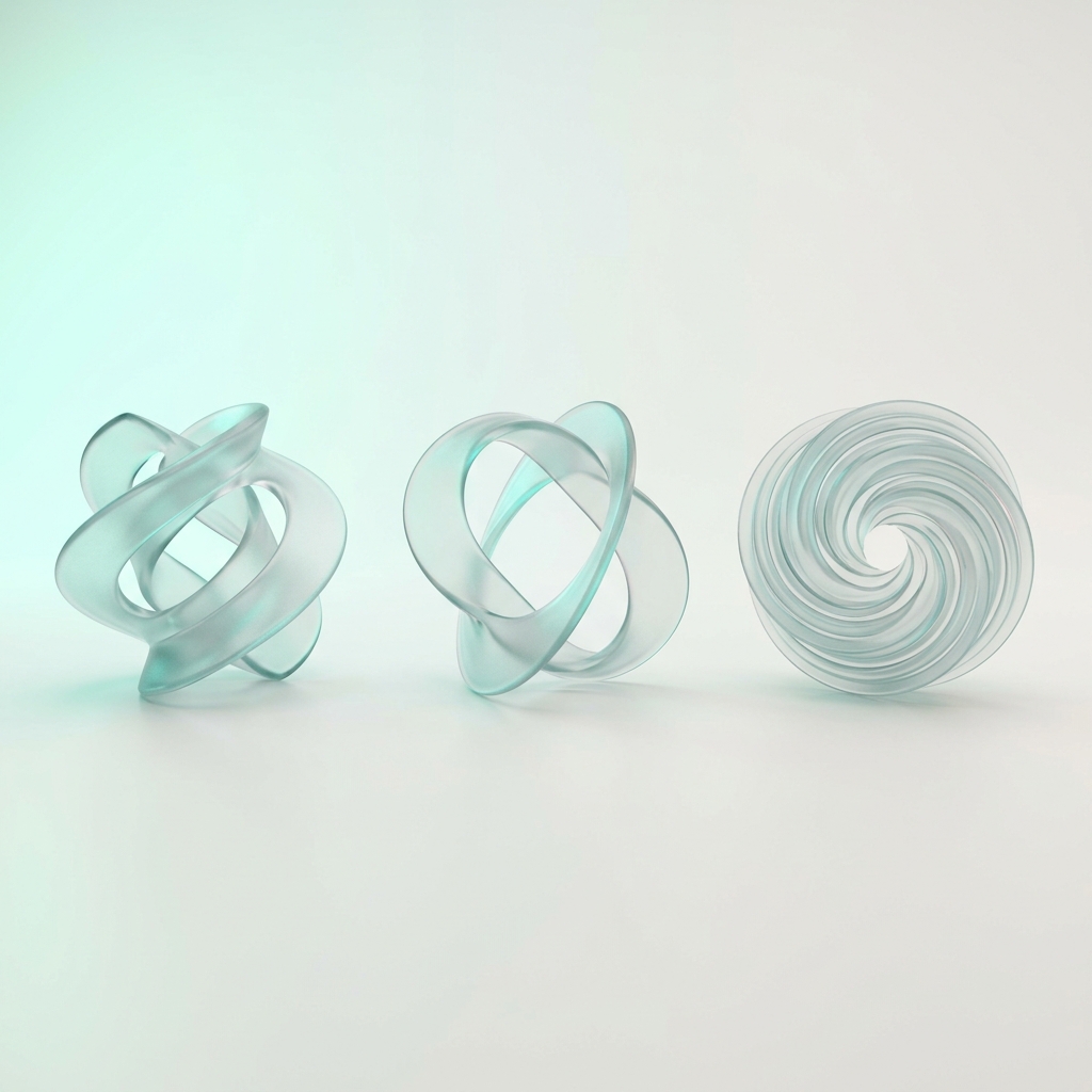 Frosted glass manifolds and geometric shapes representing pure mathematics