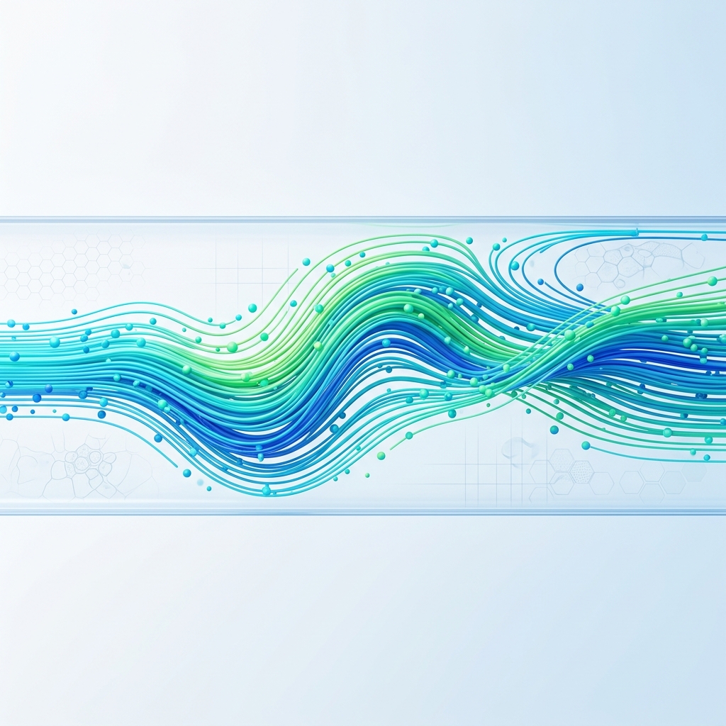Microfluidic biological streamlines representing computational biology and fluid dynamics
