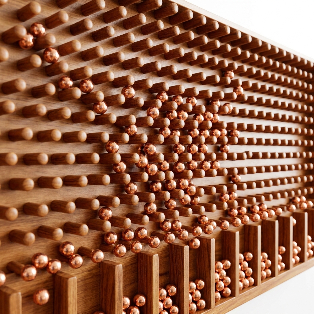 3D Galton board quincunx probability machine close-up