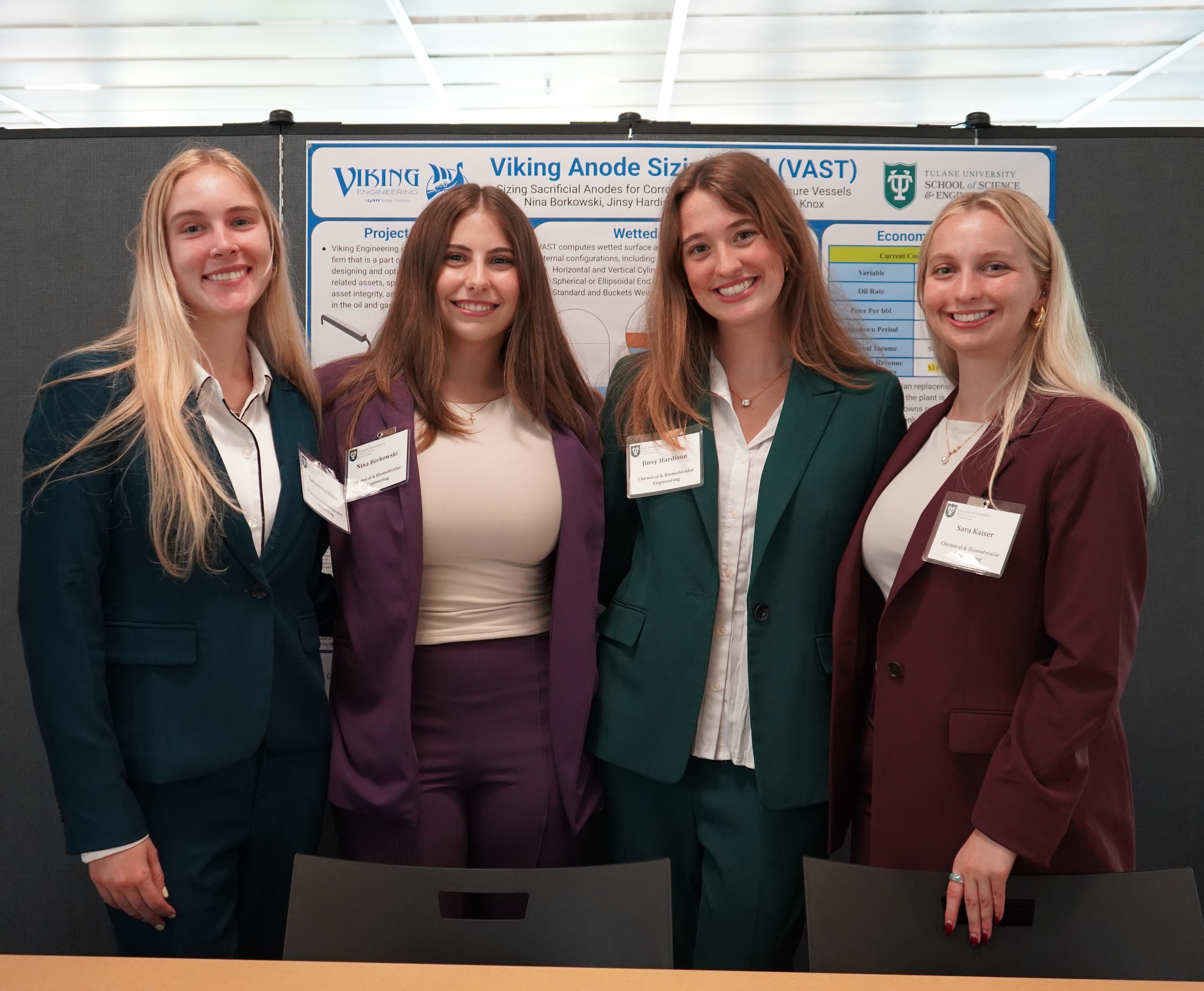 Four girls in blazers presenting their project