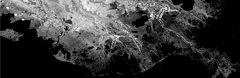 Topographical map of Louisiana