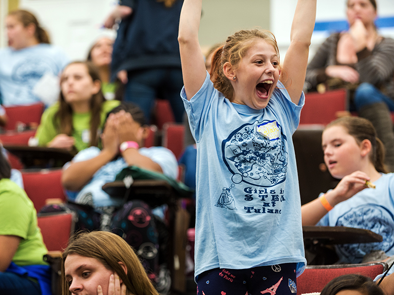 Girl cheers during GiST.