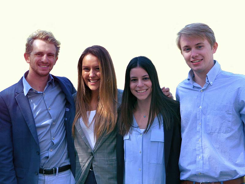 Four Tulane students together in a group photo for winning the Arrow Electronics People's Choice Award