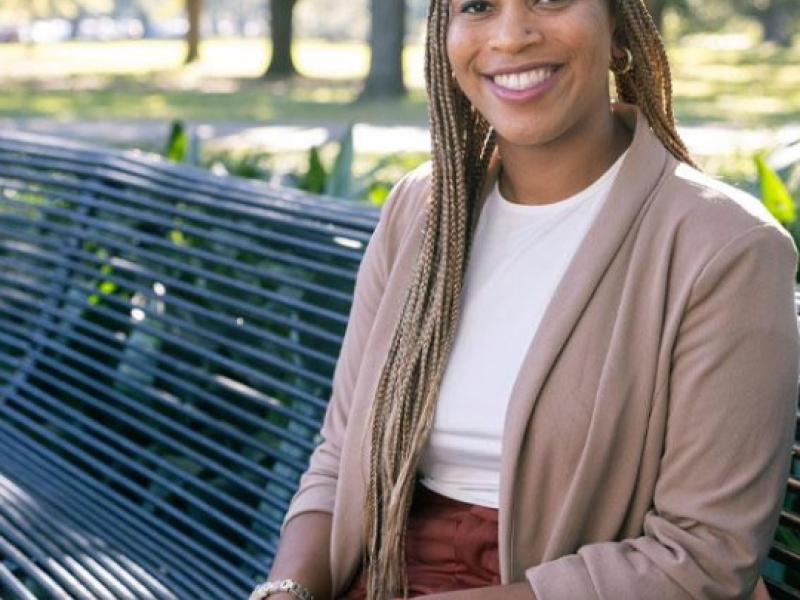 Alanna Manigault on bench