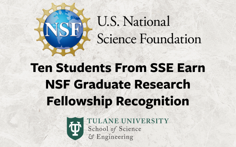 U.S. National Science Foundation logo and text about SSE students earning fellowships.