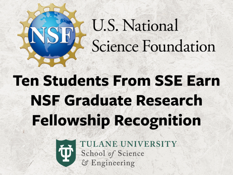 U.S. National Science Foundation logo and text about SSE students earning fellowships.