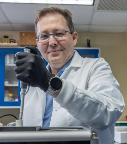 Dr. Khismatullin in laboratory