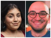 Two headshots, a woman with dark hair and a man with glasses.